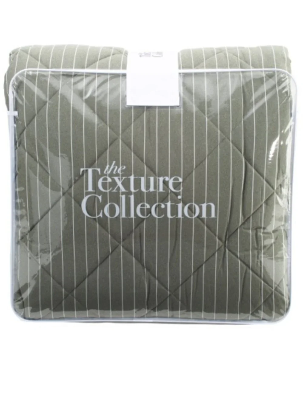 The Texture Collection Comforter Set- Olive Green Pinstripe